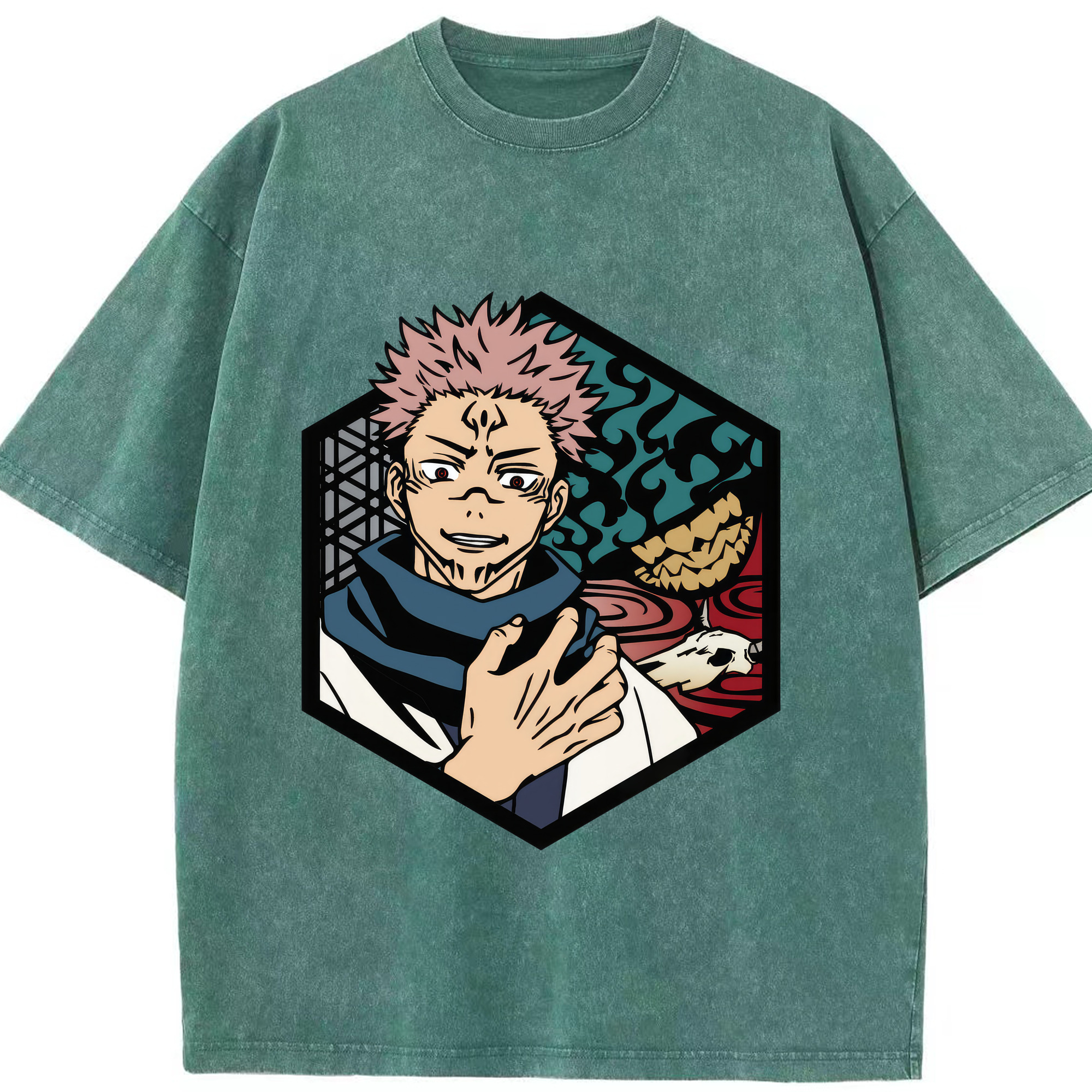 （画像用） 呪術廻戦 Jujutsu Kaisen 綿100% ヴィンテージ風 半袖Tシャツ（フロントプリント）